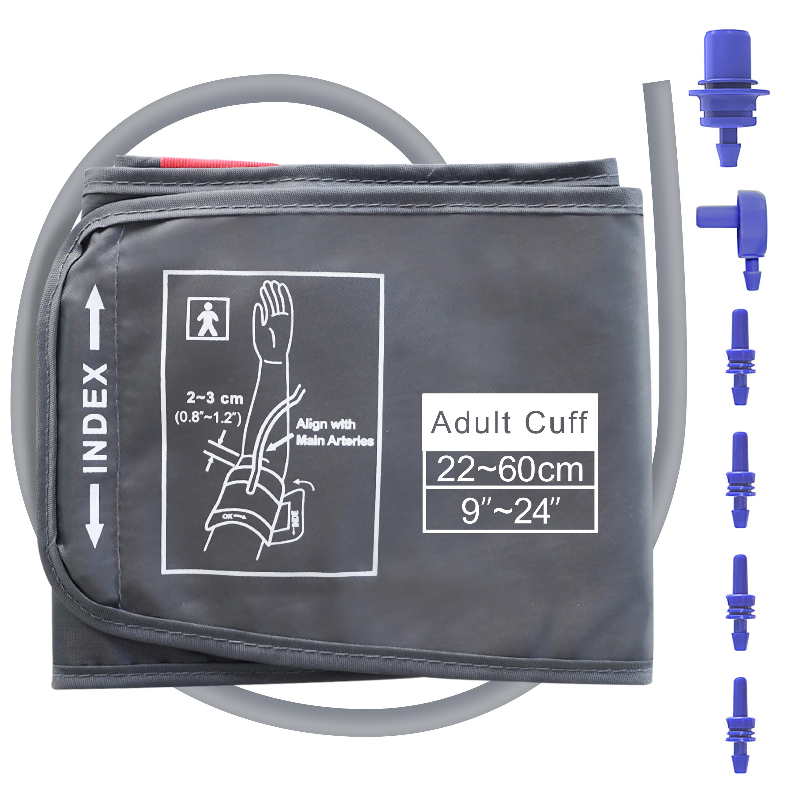 Blutdruckmanschette Ersatz - Comfortable Extra Große Manschette für Erwachsene mit Größe Oberarm, 22-60cm Armumfang, Kompatibel mit den Meisten Blutdruckmessgeräten - 6 Anschlüsse