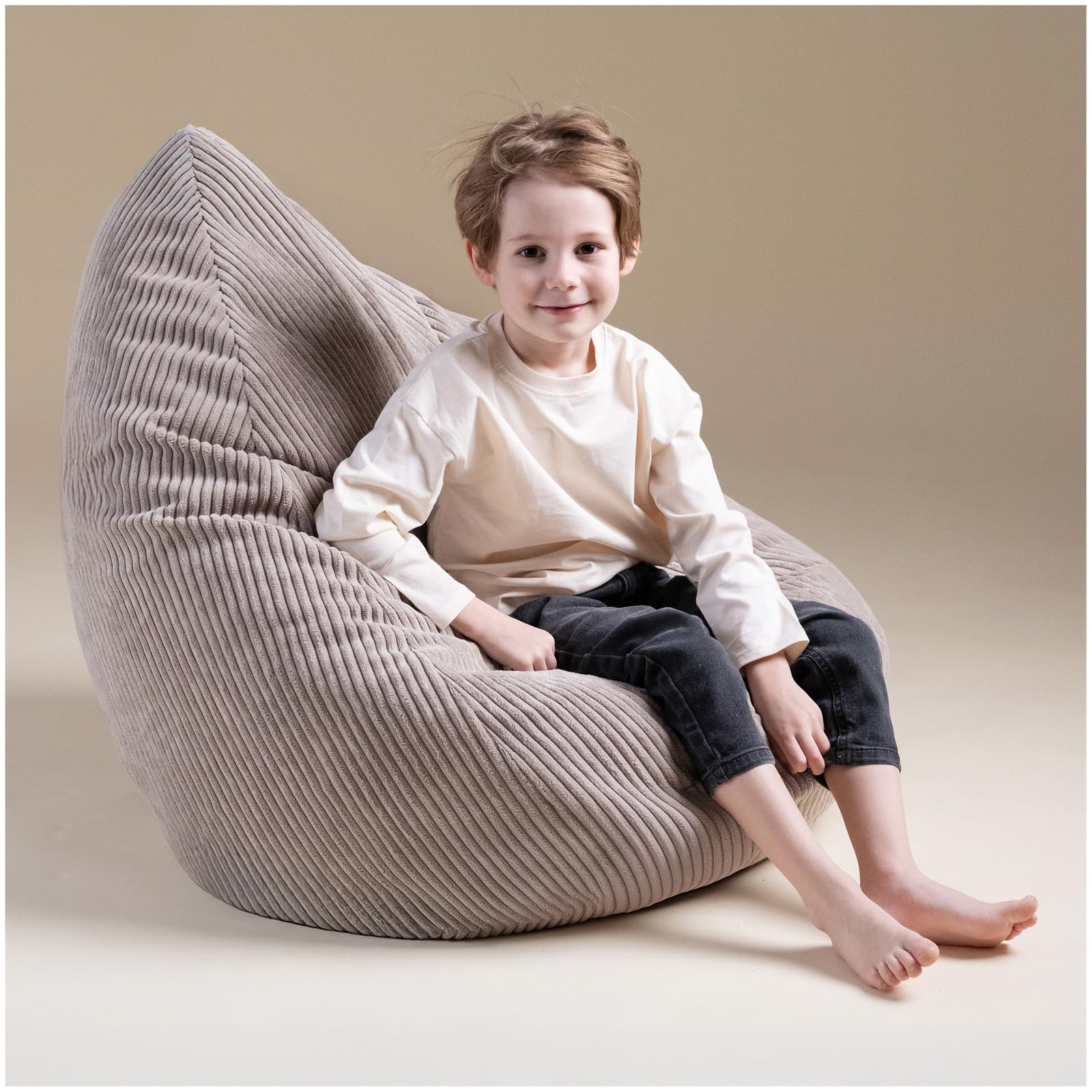 MISIOO Kinder Sitzsack Cord Premium, Ergonomischer Kinderstuhl Ab 12 Monaten, Bequeme Sitzsäcke fürs Kinderzimmer, Weicher Sitzsack Kinderzimmer Mit Leichter Styroporfüllung