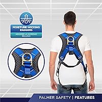 Vista 4 de Palmer Safety - Arnés de seguridad de cuerpo completo con ajuste de 5 puntos, anillo en D dorsal, piernas con ojales, dos anillos en D laterales e