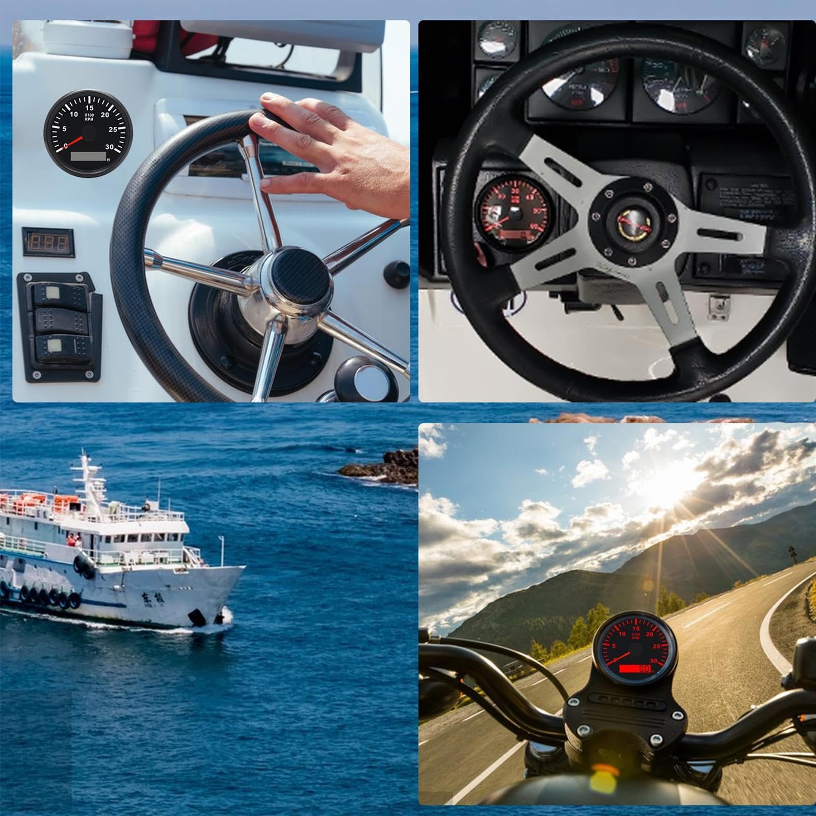 Strumento Contagiri Nautico per Imbarcazioni Impermeabile a prova d'acqua | Tachimetro per uso nautico 0-3000 giri/min, quadrante 85 mm Per Barca Yacht Pesca Pontone Incrociatore Motoscafo Imbarca
