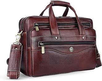 HAMMONDS FLYCATCHER Men's Original Bombay Leather 156 inch Laptop Messenger Bag (L=16,B=675H=11 inch) LB175 Cocoa, Cocoa, Messenger