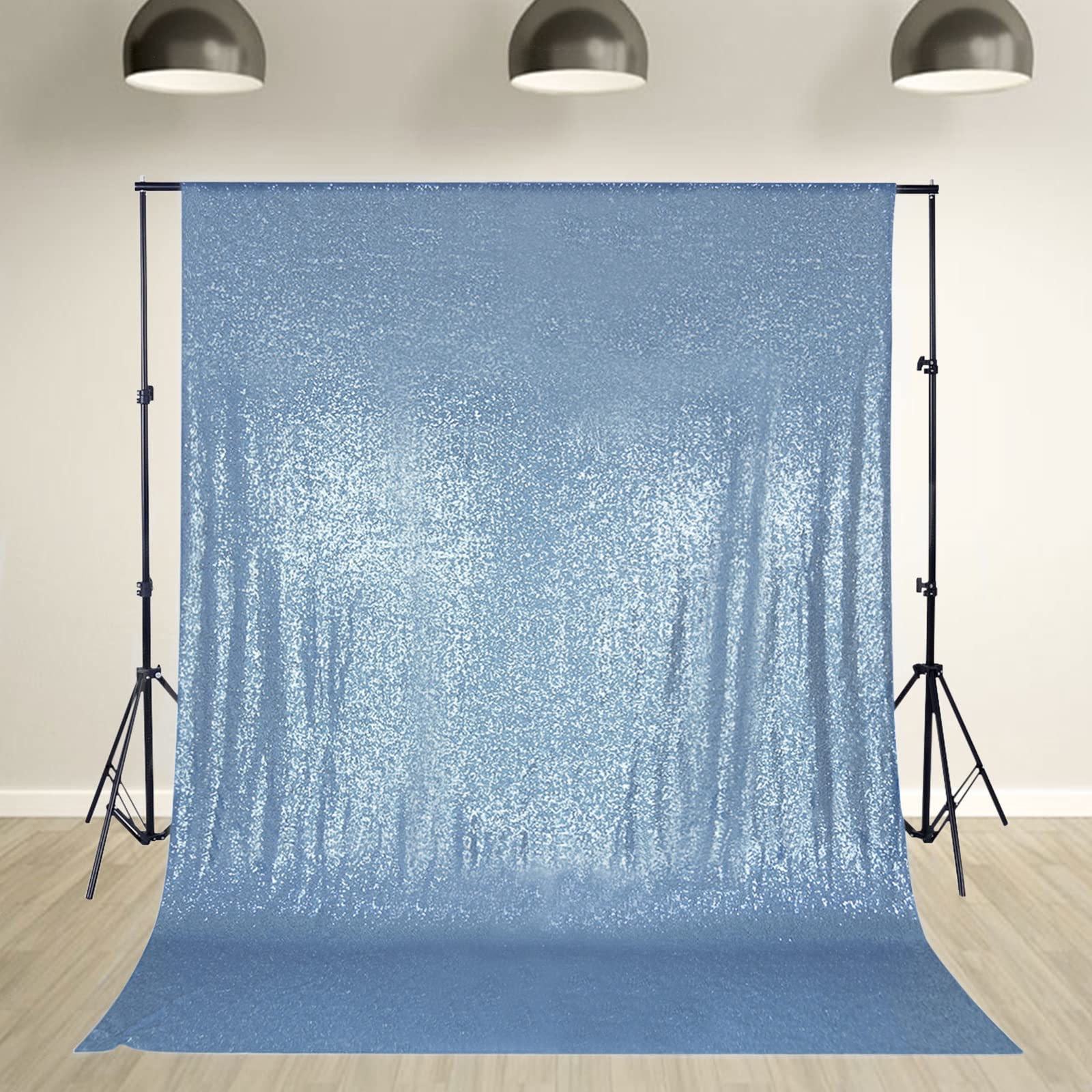 Telón de fondo de lentejuelas azul de 2,4 m x 2,4 m, telón de fondo para bodas, cumpleaños, baby shower, eventos