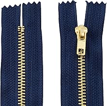 AERZETIX - C61223 Set of 2 Non-Separable Zips 12 cm Metal - Zip - Colour Dark Blue - Sewing Accessories Leather Goods Cases Skirts Dresses Trousers Haberdashery