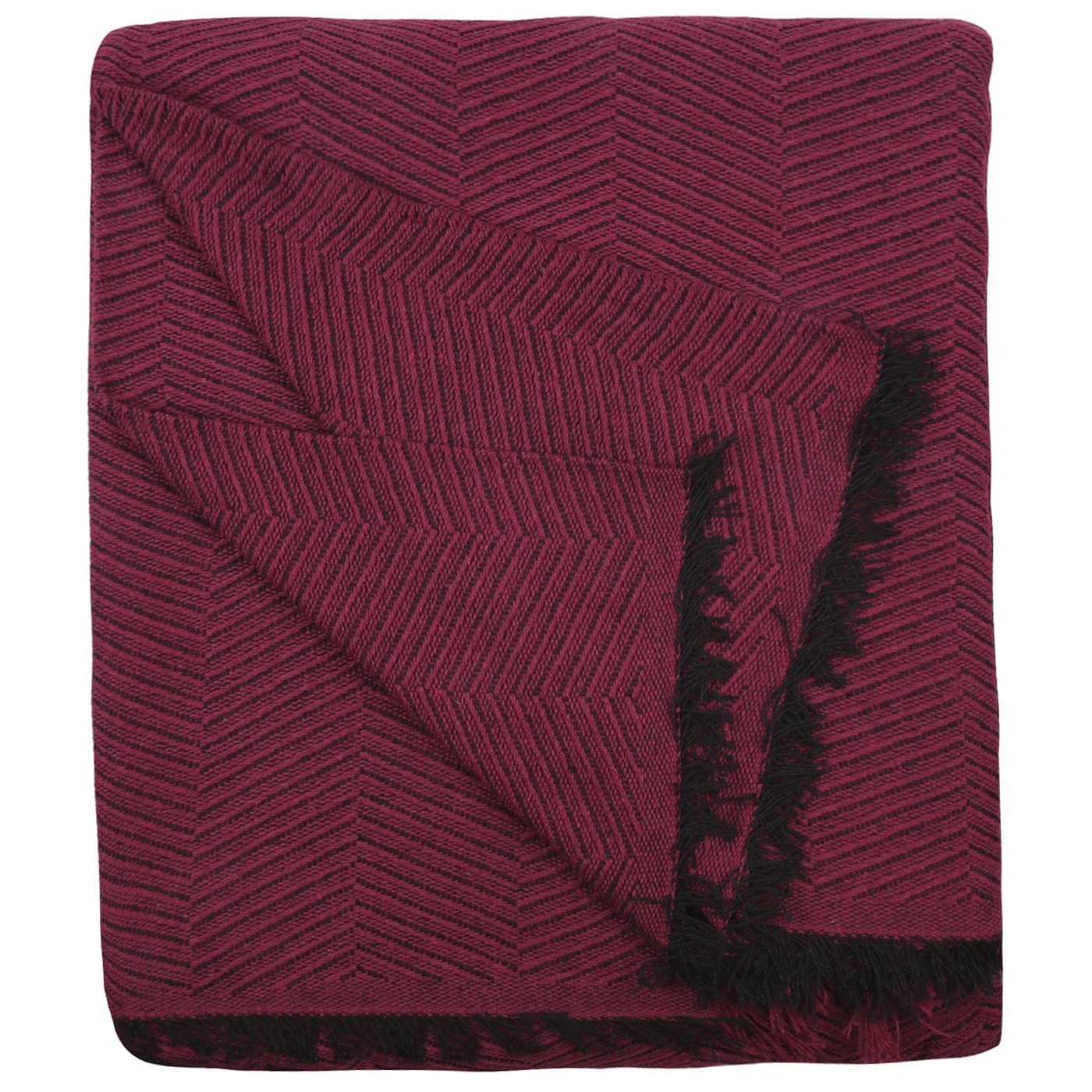 HOME MERCURY - Multipurpose Sofa Quilt, Bedspread, Jarapas, Blanket Foulard, Plaid for Bed, Sofa Cover, Comfortable Practical and Soft. Polyester Cotton (230 x 260 cm, Garnet Herringbone)