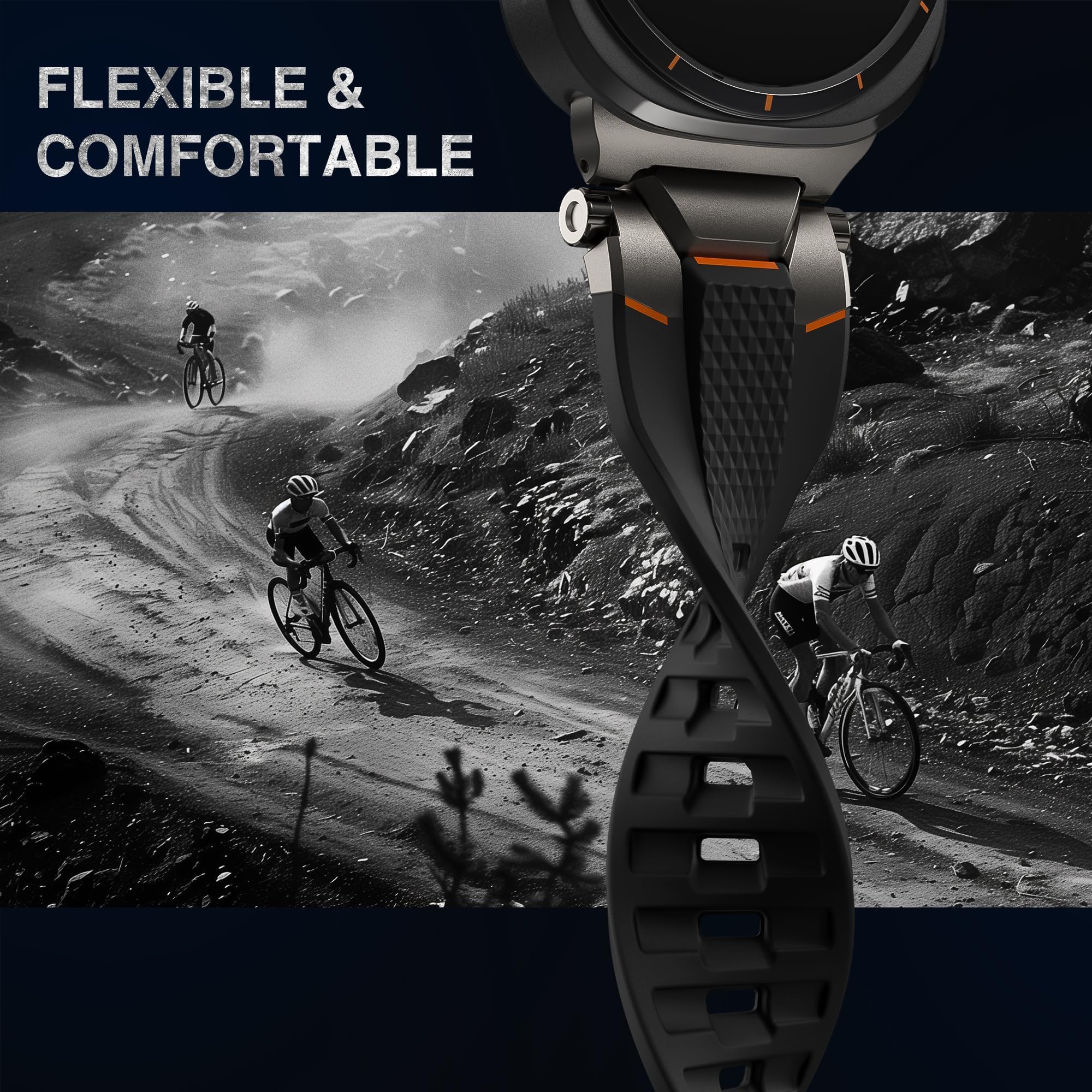 ULTIMAL Armband für Samsung Galaxy Watch Ultra 47 mm (2024), kompatibel mit Samsung-Armband für Herren, sportliches robustes Premium-TPU und Metall