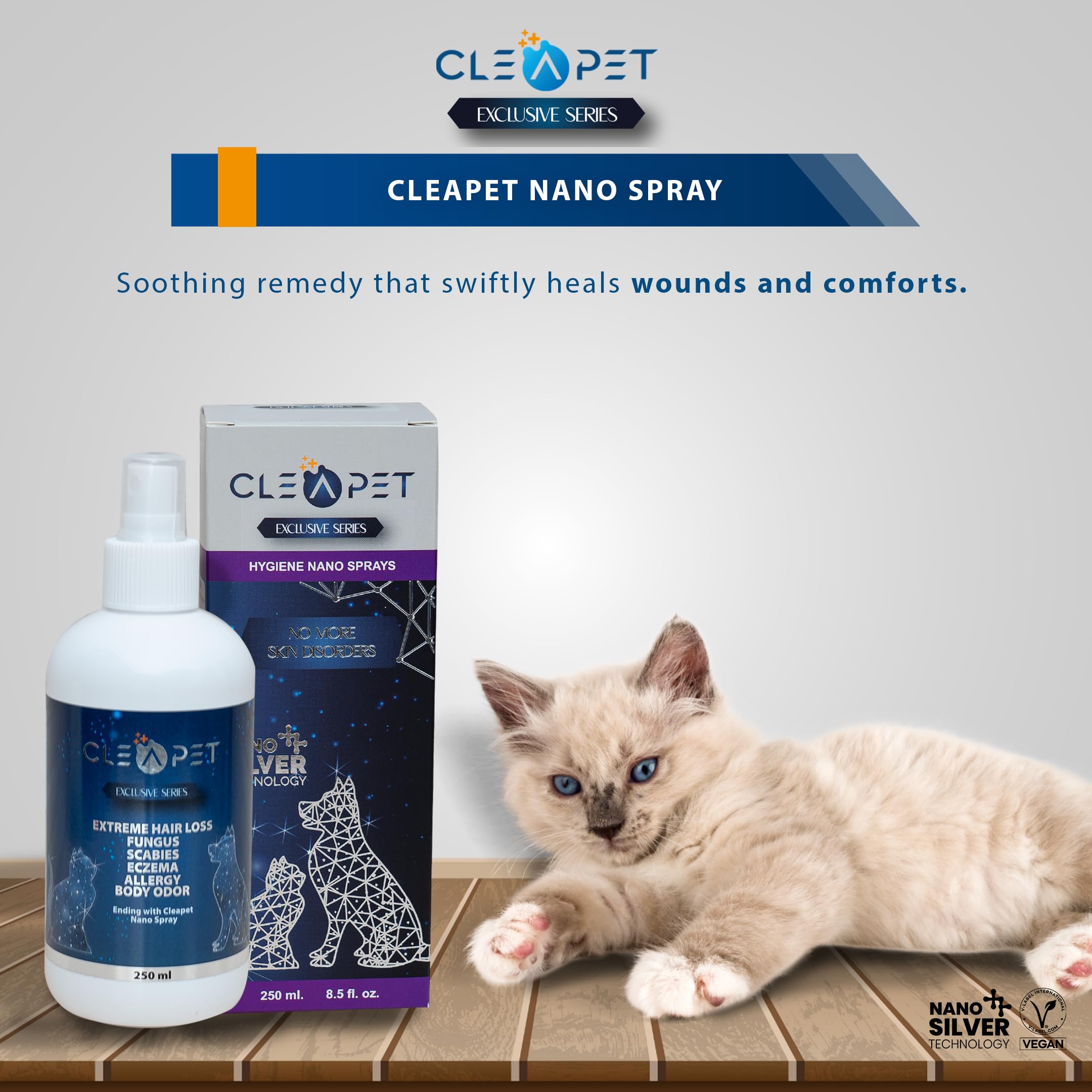 CLEAPET Nano Spray - 250ml - Hair Loss Spray - Body Odor - Allergien - Nano Silver - Colloidal Silver