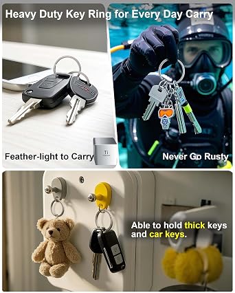 Titanium Key Rings Heavy Duty Side Push Easy Open Split Keychain Rings