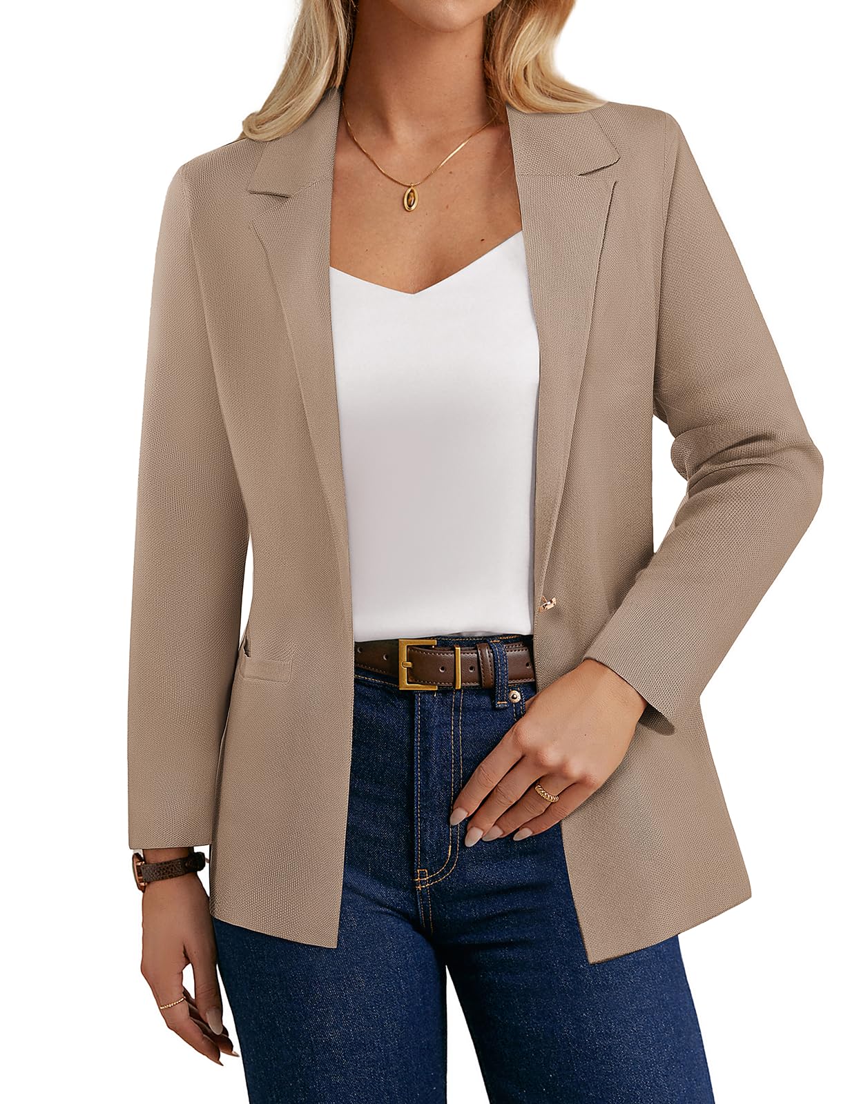 Sweater Blazers for Women Business Casual Long Sleeve Open Front Work Office Cardigan Suit Jackets with Pockets-image-47