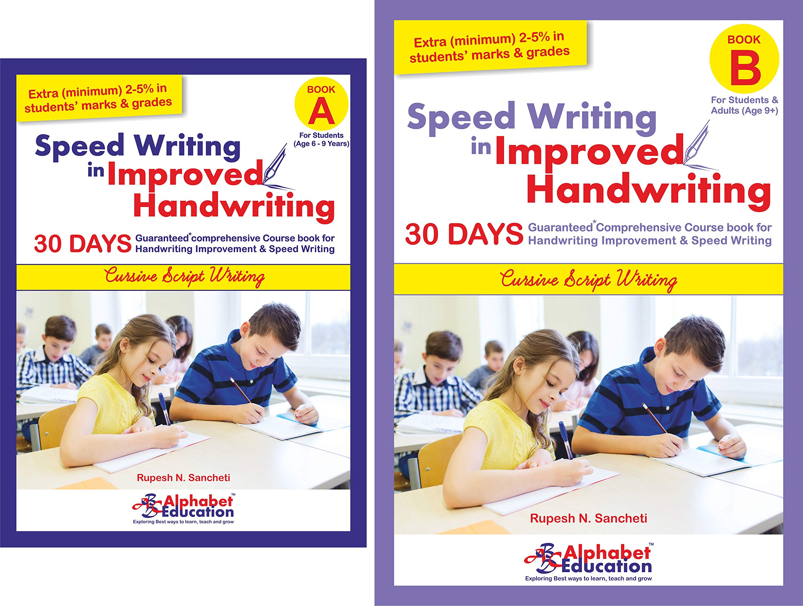 Cursive writing Combo - Speed writing in improved handwriting - Book A (For 6-9 years) with Book B (For 9+ years) - 30 Days Handwriting practice book for speed writing and handwriting improvement Paperback – 1 January 2018