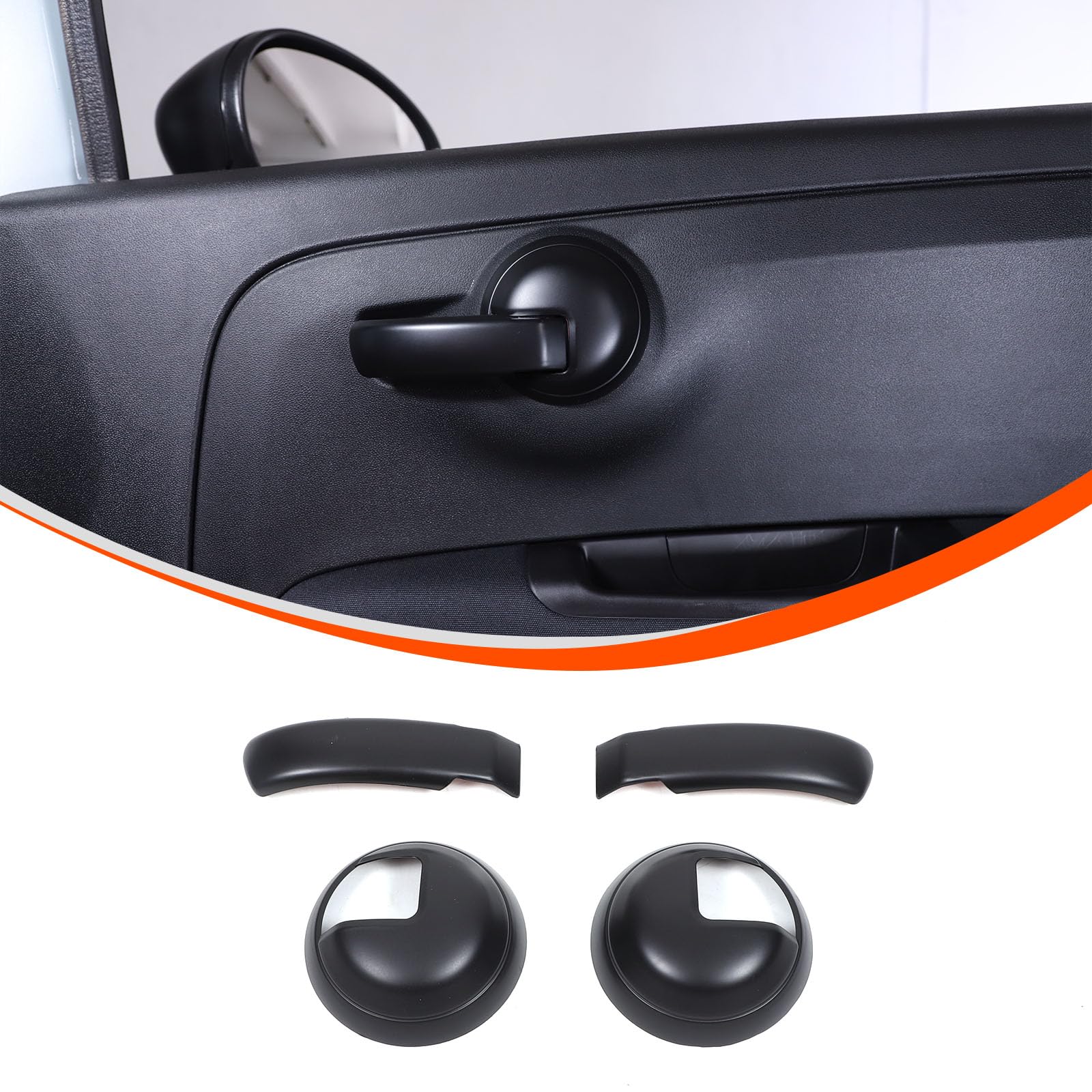 Adesivo per Copertura Maniglia Interna per Auto Compatibile con Fiat 500 Abarth 595 2010-2024 Accessori Interni (Nero Opaco)