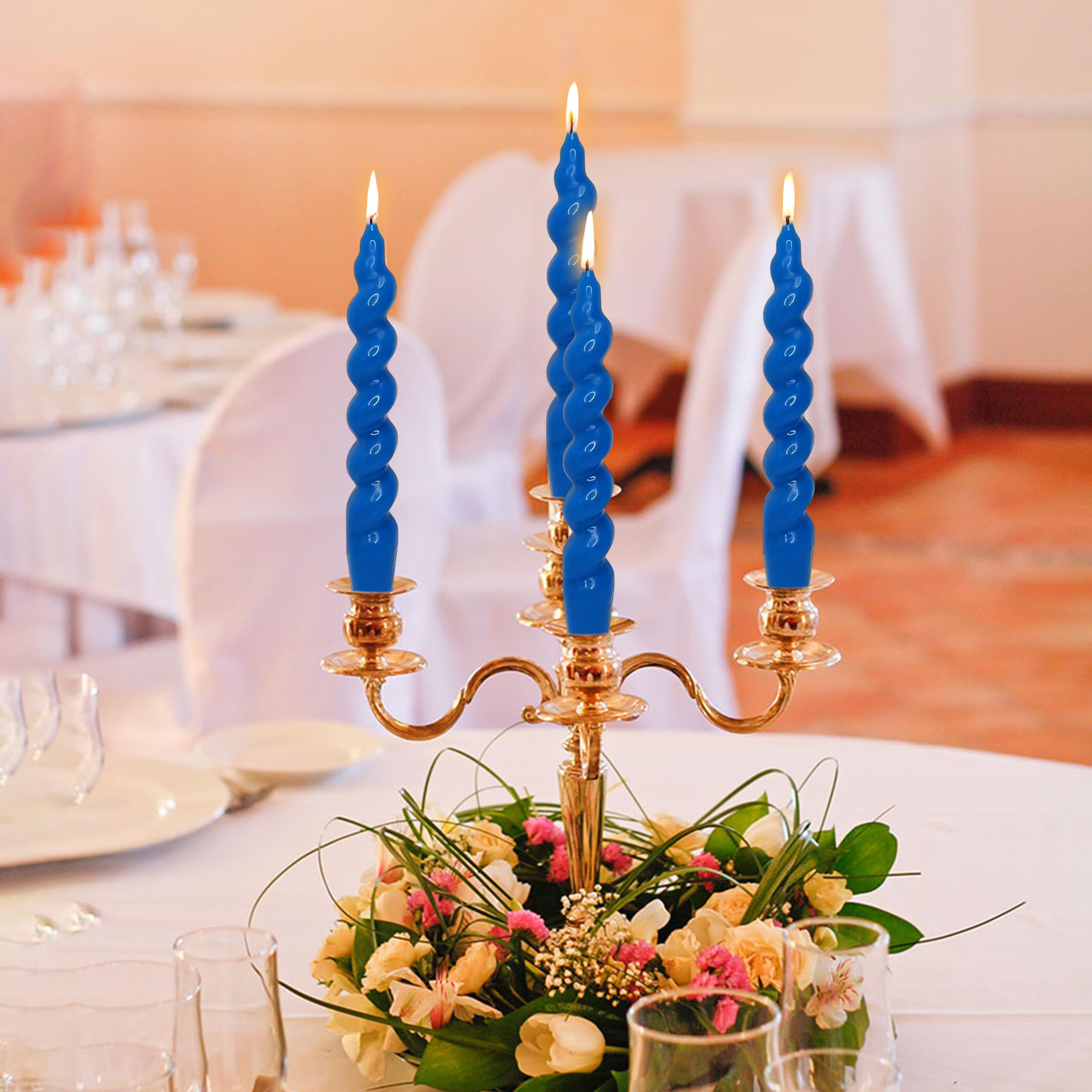 Blue Odorless Taper Candles - 7 Inch Smokeless Unscented Candlesticks For Dinner, Weddings & Holiday Decor - View #7