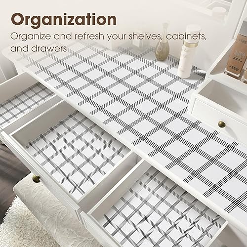 Miniatura 7 de ALIUNI Forro antideslizante para cajones y estantes, no adhesivos, gruesos, de agarre fuerte, impermeables, lavables, protegen los estantes del