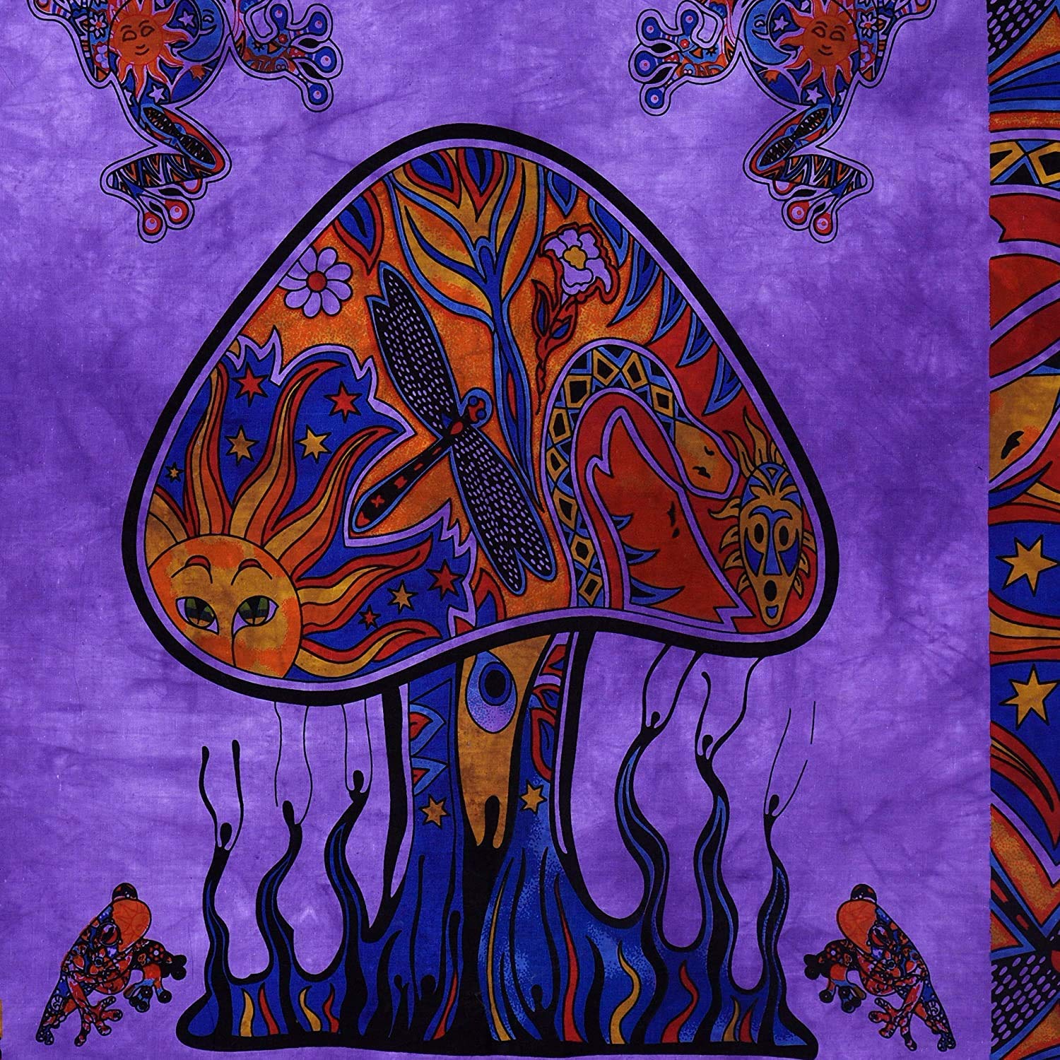 Psychedelic Mushroom Tapestry - Hippie Wall Art -4