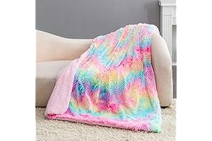 BOBOR Rainbow Tie Dye Fuzzy Sherpa Blanket