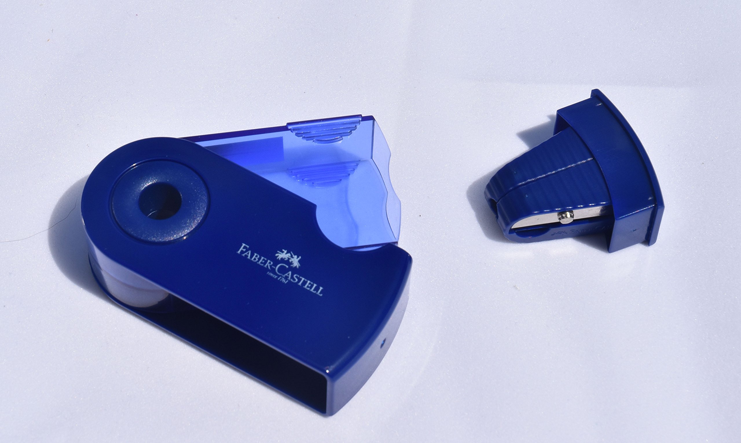Faber-Castell Temperamatite Doppio Foro Con Contenitore - Per Matite Standard E Jumbo (Nero/Blu) - 3