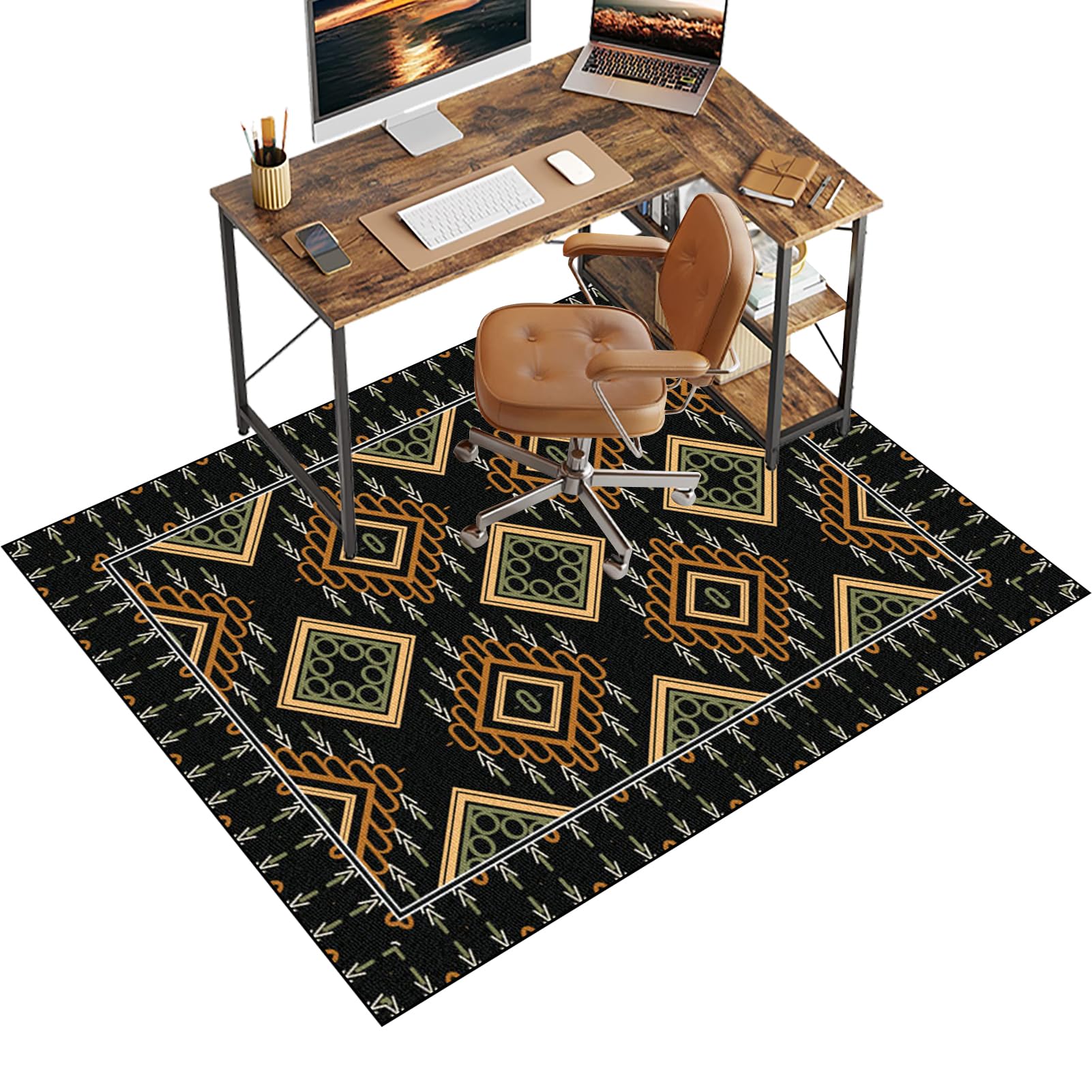 Chair Mat for Carpet Floor, 160 x 200 cm Office Chair Mat for Hardwood Floors, Multi-Purpose Carpet Protector for Home & Office, Desk Chair Mat for Rolling Chair, Anti-skidding Stop Noise Vintage Rug