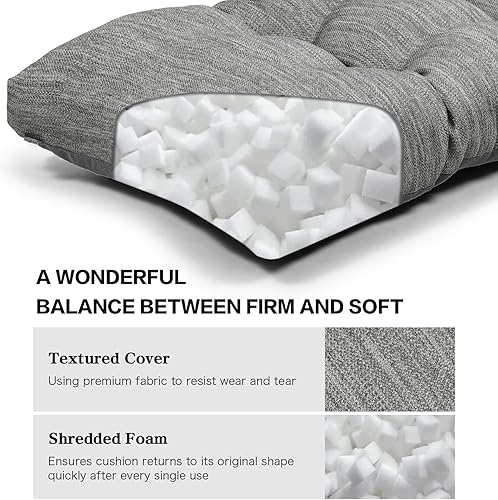 Miniatura 5 de baibu Cojín de banco clásico de color sólido de 36 pulgadas con lazos, súper suave, para interiores y exteriores, cojín de espuma de tamaño estándar