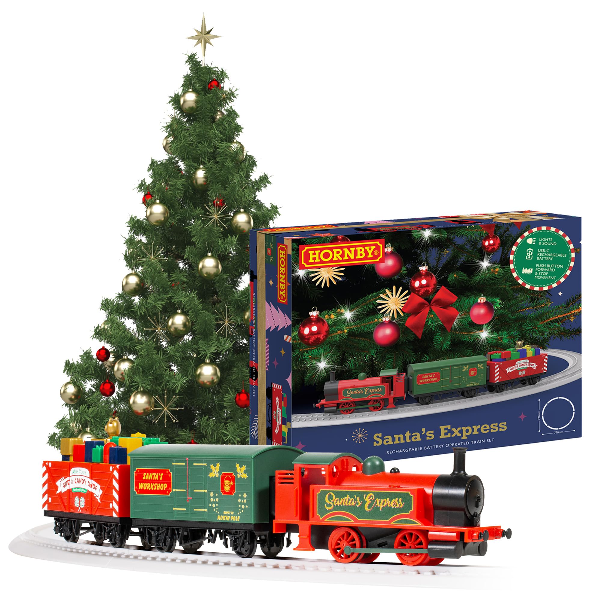Hornby R9363M Santa's Express Christmas Train Set, Analogue OO Gauge 1:76 Scale Model Railway