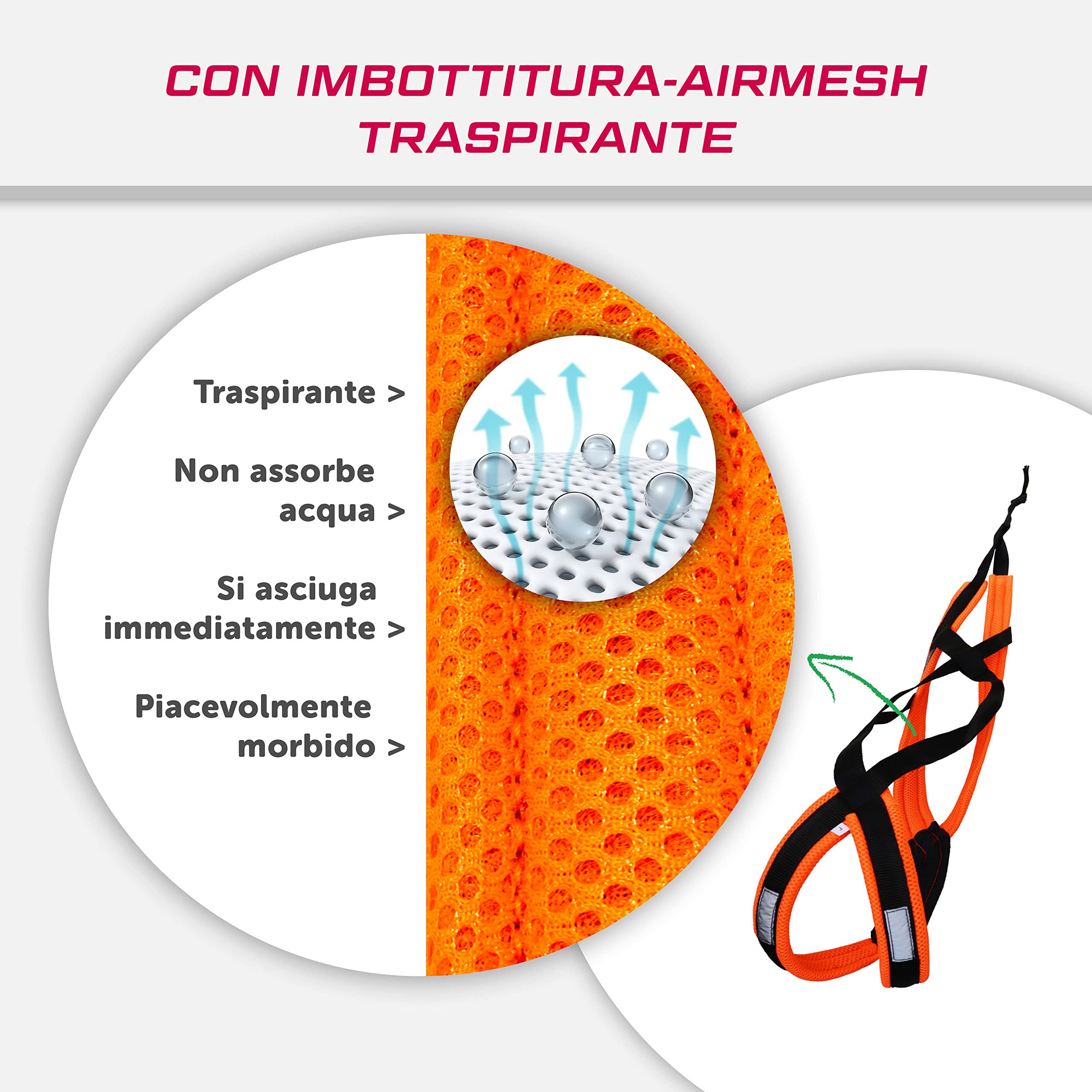 Imbracatura per cani da traino X-Back per bikejoring, Canicross, Scooter, Skijoring, Dog-Trekking, Sleddog - nero arancio neon