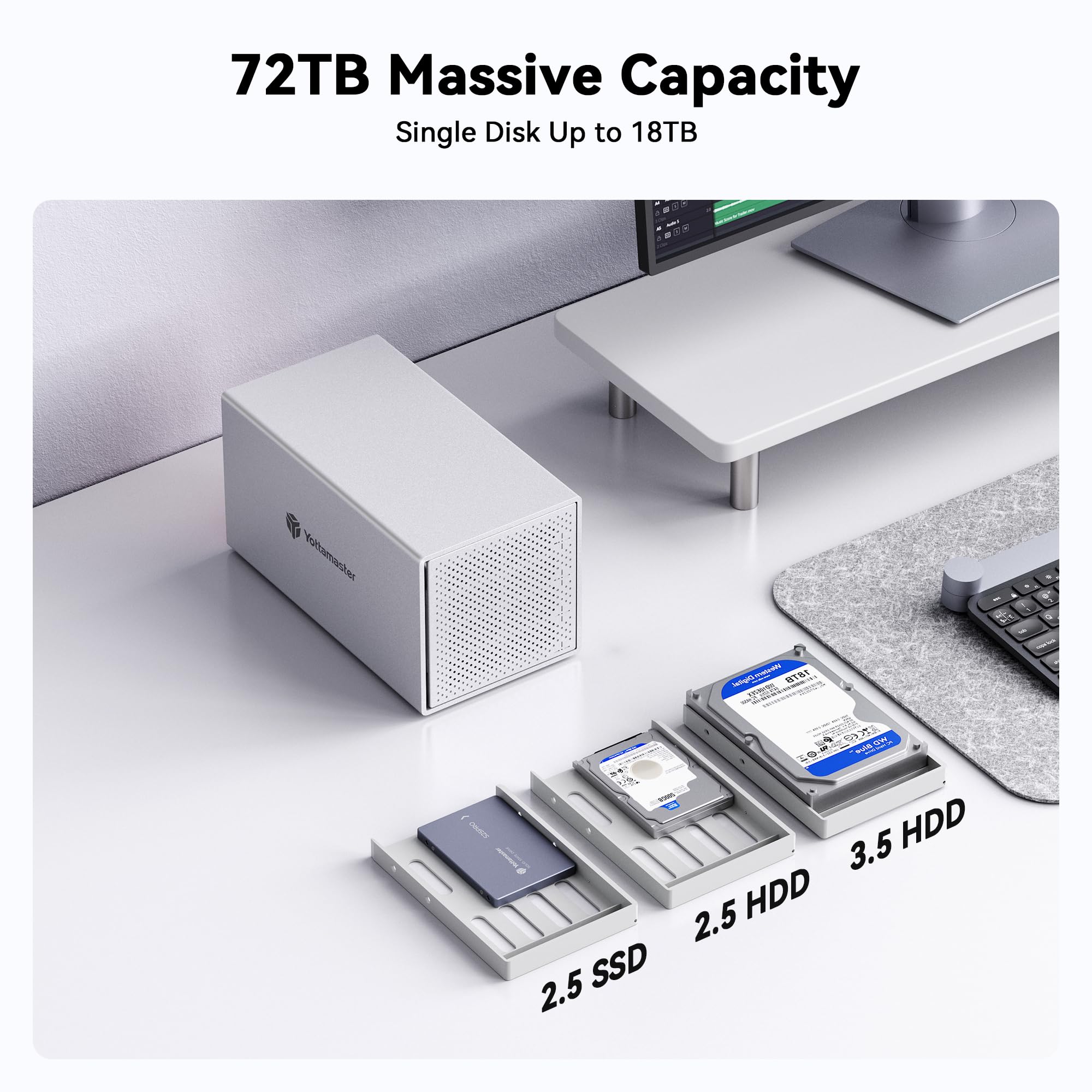 Yottamaster 4 Bay Hard Drive Enclosure, USB 3.0 SATA HDD Enclosure