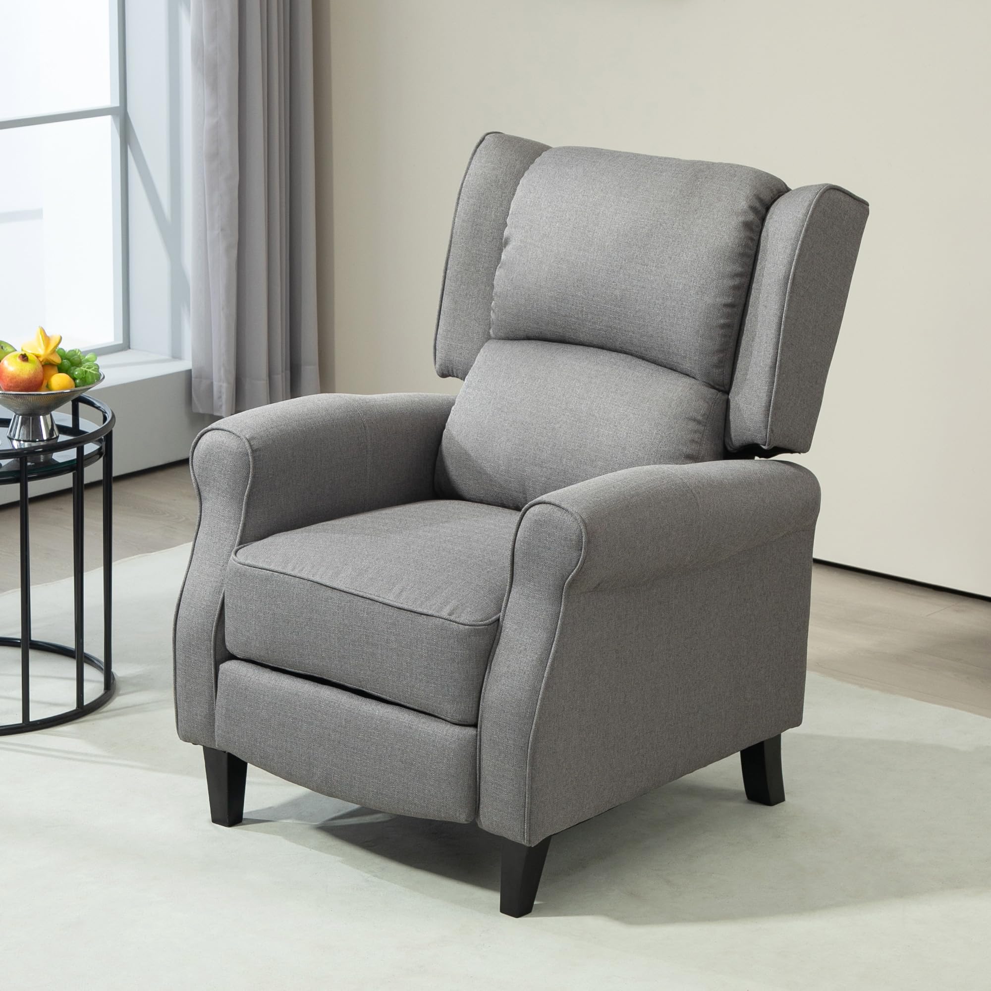 HOMCOM Sillón Relax Reclinable Manual Sillón Relax Tapizado en Lino Sintético con Reposapiés Retráctil Carga 150 kg Sillón Reclinable para Dormitorio Oficina Gris