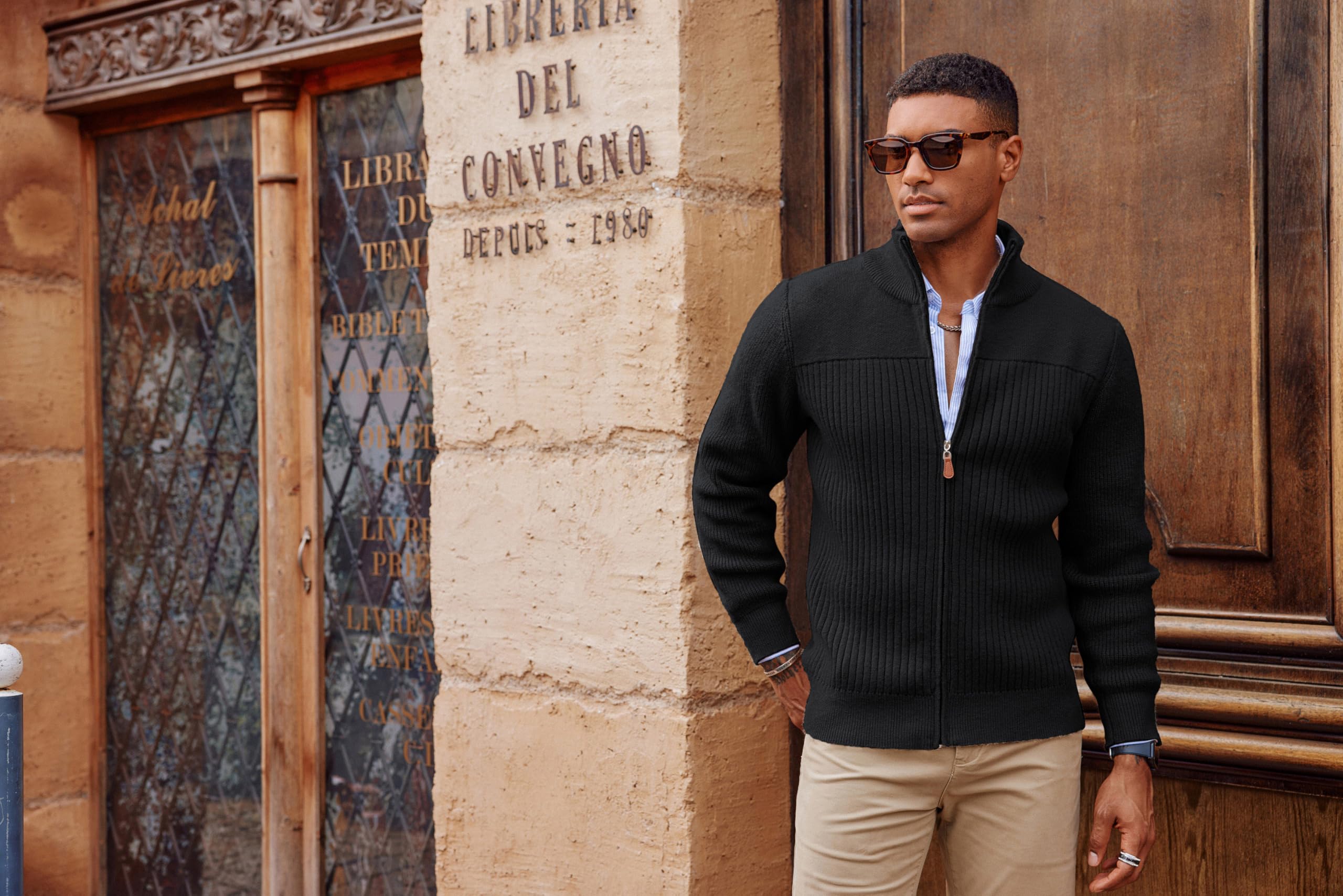 PJ PAUL JONES Strickjacke Herren mit Reissverschluss Stehkragen Cardigan