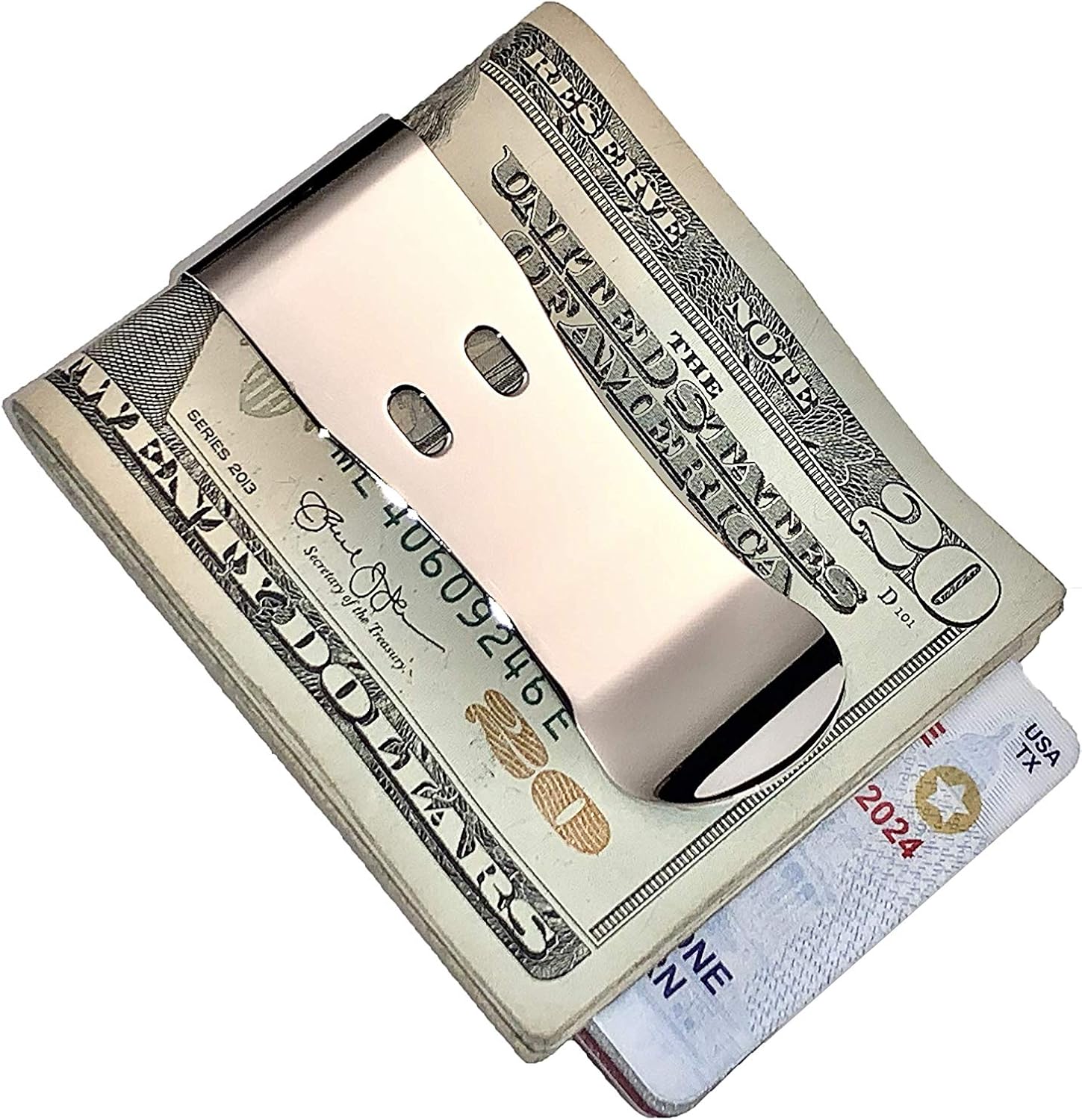 Duck Bill Clip de dinero Acero inoxidable patentado y diseño de mordida de cuatro curvas garantizado para la vida Plateado Ajustado