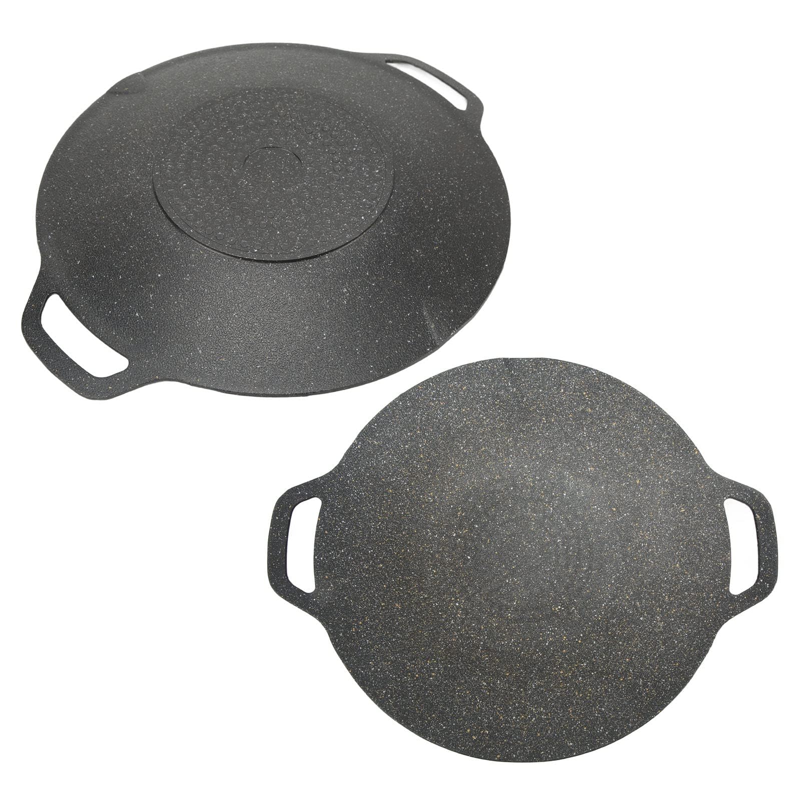 Griglia per Barbecue Coreana Griglia per Barbecue Coreana Griglia Antiaderente, Rivestimento a 6 Strati Piastra per Barbecue Rotonda per Piani Cottura Elettrici Cucine (38 cm)