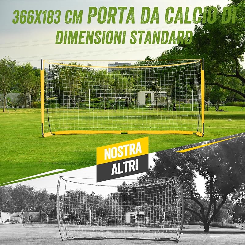 Vanku 366x183 cm futballkapu gyerekeknek vízálló kerettel, koordinációs létrával és kúpokkal