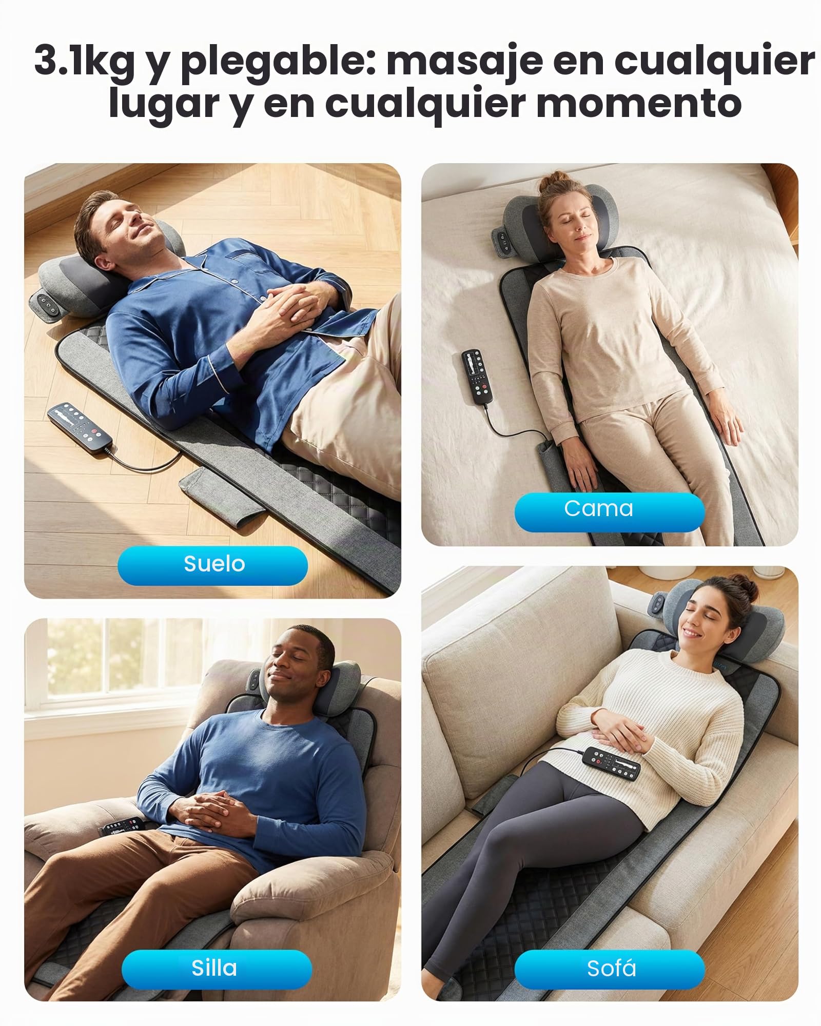 COMFIER Colchoneta Masajeadora Corporal Completo con Calor, Almohadilla de Masaje con 10 Motores y Masajeador Shiatsu Para Cuello, Espalda, Piernas y Cuello, 160 X 56 Cm, Regalo Hombre Mujer