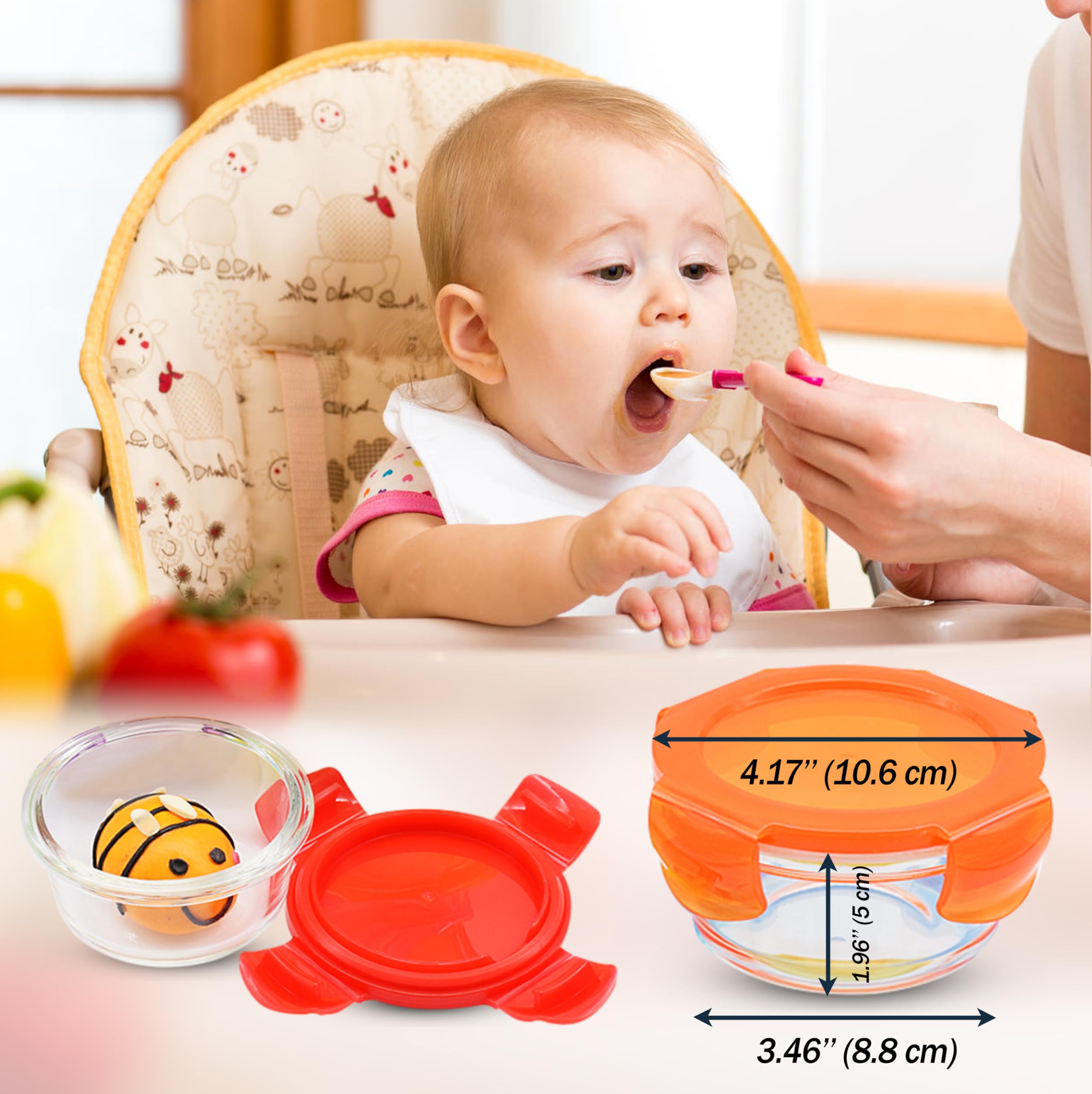 ARSUK Petit pot Conservation bébé Verre Avec Sans BPA Hermétique Couvercle (200 ml, 6 pièces) - Réutilisable Boite Conservation Alimentaire pour Congélation, Meal Prep et Utilisation au Micro ondes