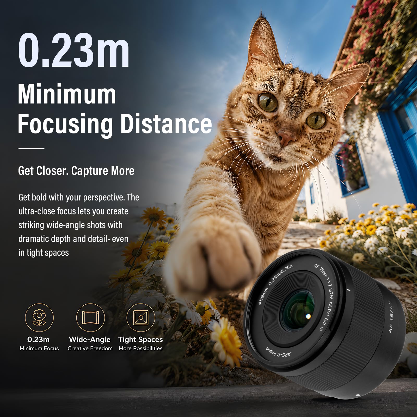 VILTROX 15mm F1.7 Objectif Automatique Appareils Photo Monture E Sony Lens Grand Angle Grande Ouverture STM Compatible Appareils Photo APS-C Sony A5000 A5100 A6000 A6100 A6300 A6400 A6500