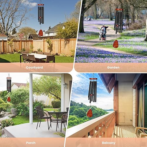 Miniatura 7 de Campanillas de viento conmemorativas para exteriores, campanillas de viento de madera de 32 pulgadas para la pérdida de la madre, el padre o un ser