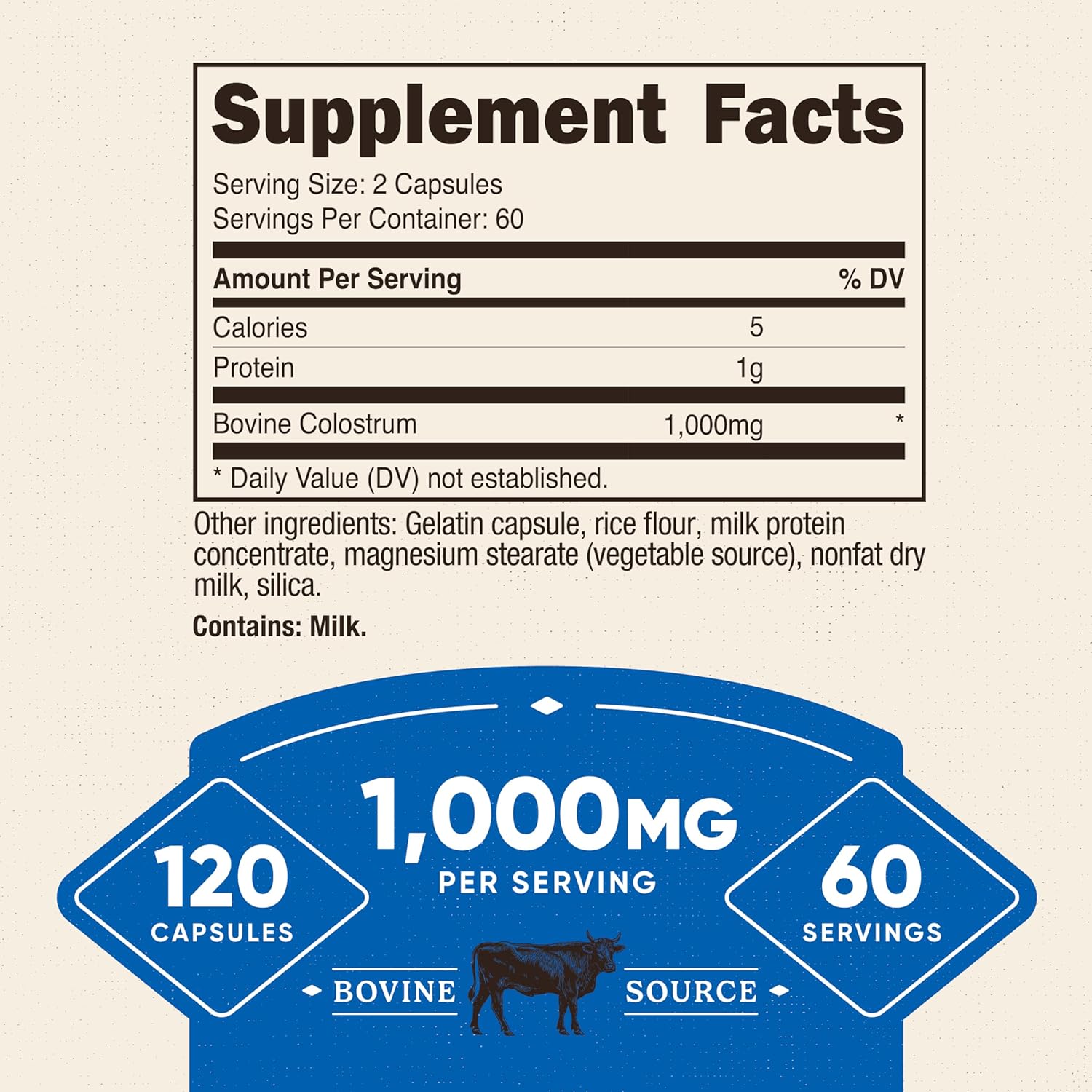 Nutricost Colostrum 1000mg, 120 Capsules - Gluten Free & GMO Free, 60 Servings - Image 2