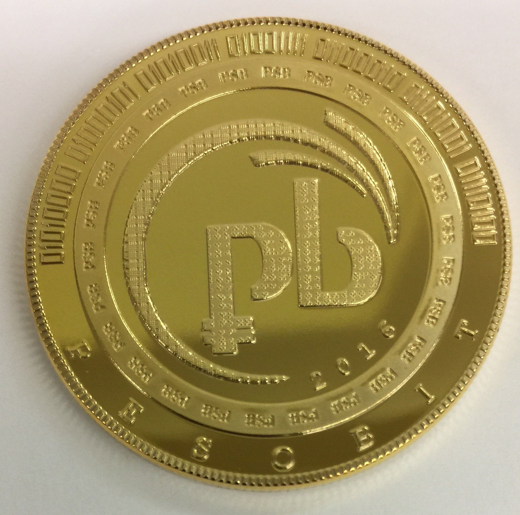 PESOBIT 2016 24kt gold plated replica token. 