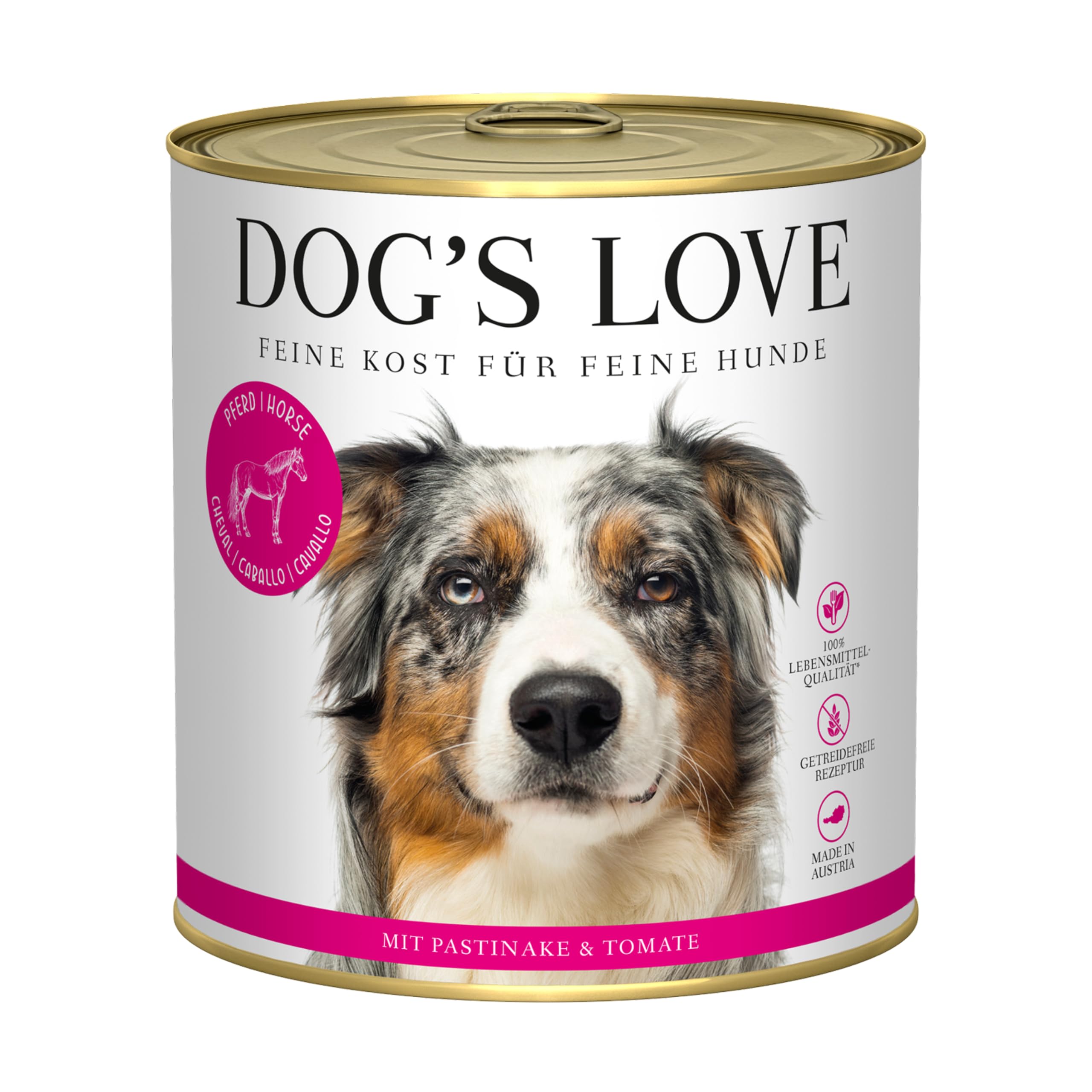 DOG'S LOVE Hunde-Nassfutter Pferd 6 x 800g | ohne Getreide & Zucker