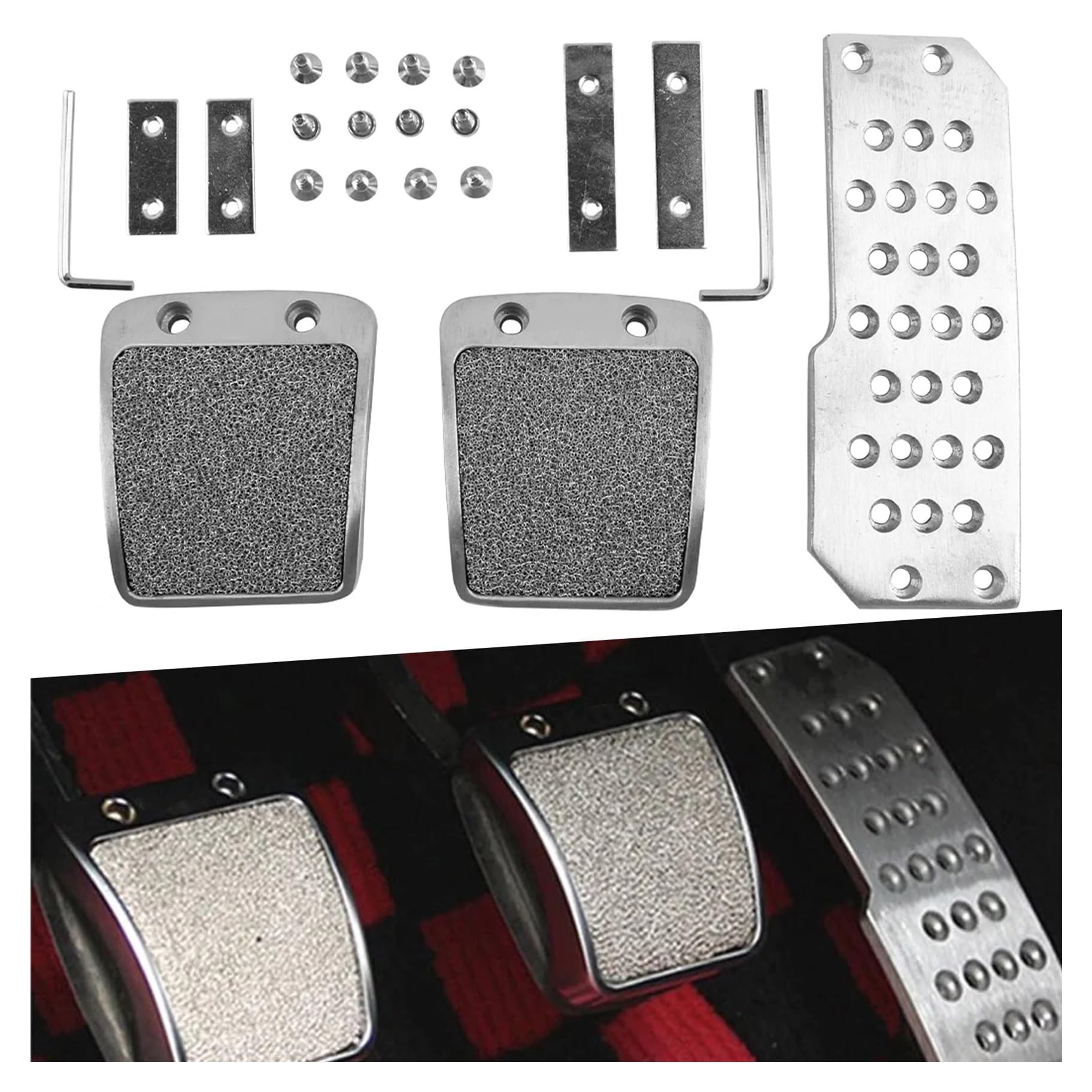 PEDALI FRENO FRIZIONE Universale MT AT Poggiapiedi per auto Acceleratore Pedana Acceleratore Freno Frizione Pedale Pedale freno per auto Pedale Per Auto (Misurare : AT Car)