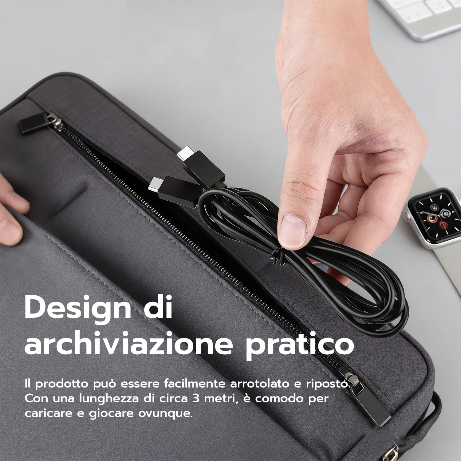 Tolesum Cavo PS5 Controller,3 Metri Ricarica Cavo USB-C-USB Type C per Joystick PS5/Playstation 5/PS5 Dual Sense/Xbox Series X/Series S e Smartphone-Consente il Trasferimento dei Dati