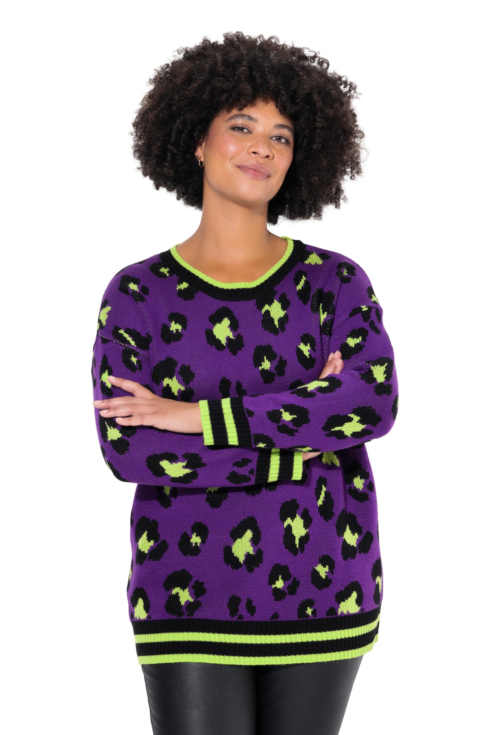 Angel of Style Damen große Größen Übergrößen Plus Size Pullover, Boxy Fit, Leomuster, Langarm 836495