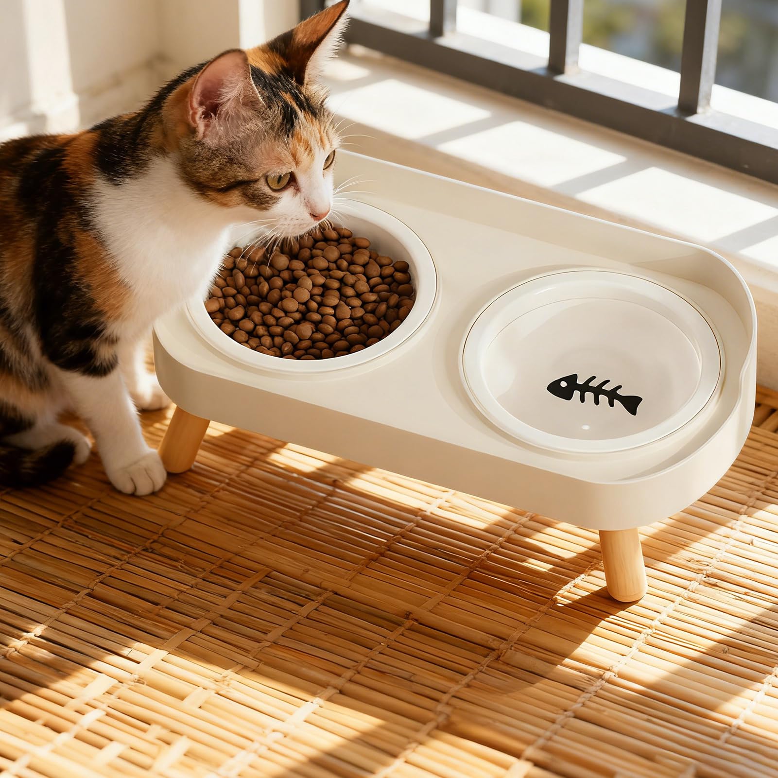 rimovibile per gattini – mangiatoia inclinata lenta | Alimentatore per animali domestici con base sicura, ciotole per cuccioli con supporto base antiscivolo, stazione di alimentazione