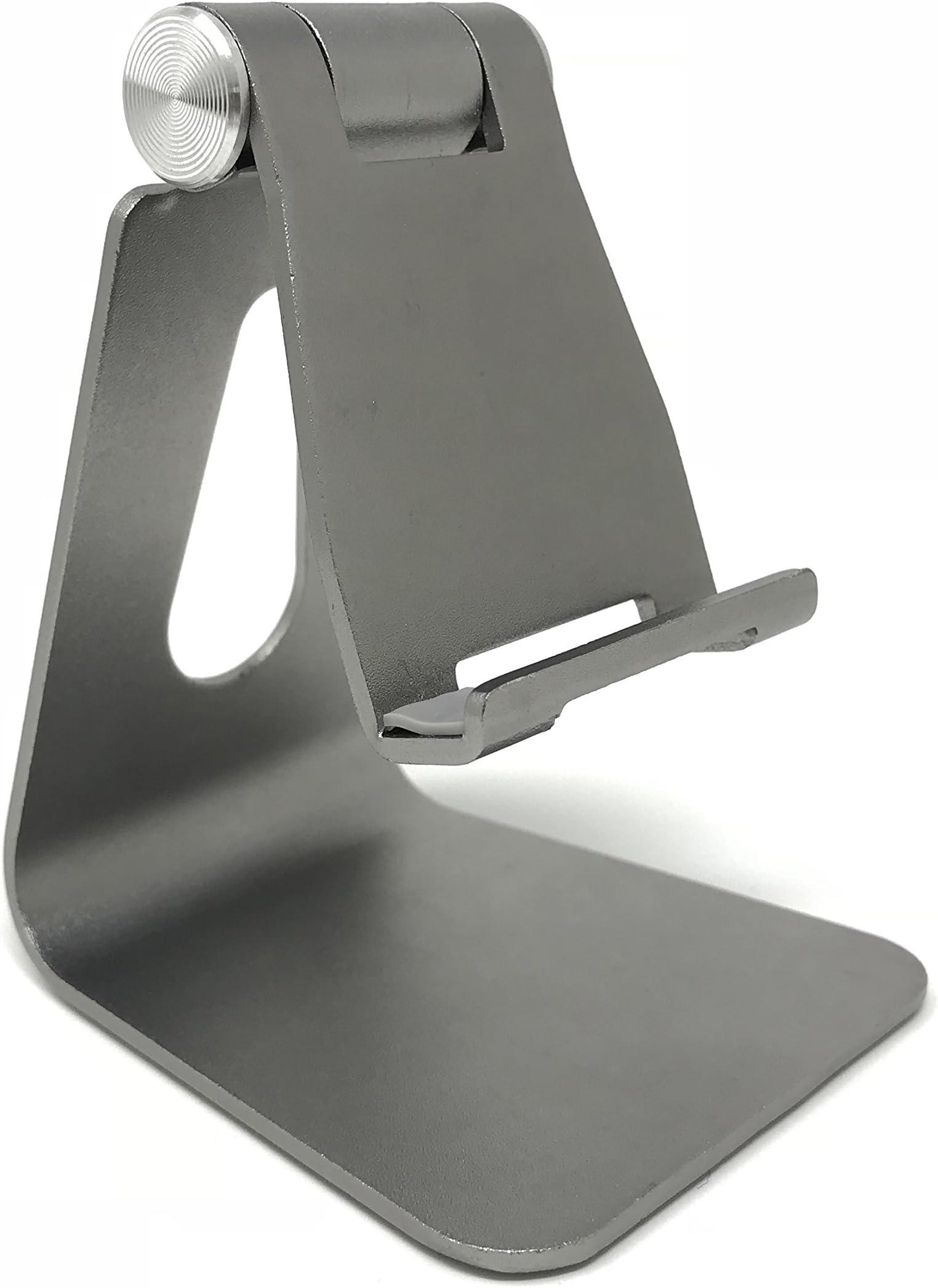 Adjustable Cell Phone Stand Sturdy Aluminum Mobile Stand for iPhones, iPad and Most Android Smartphones/Tablets | Anti Slip and Anti Scratch Rubberized Foot and Nest (Gray)