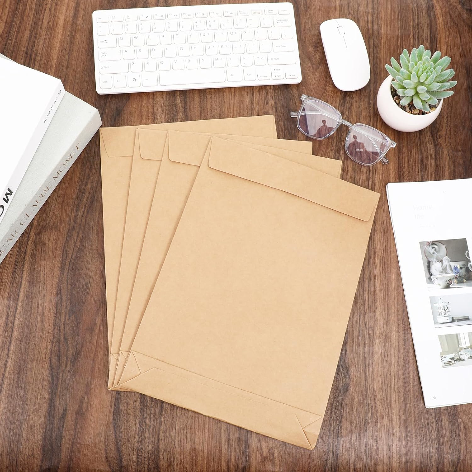 20Pcs 10x13 Big Envelopes for Document Expandable Envelopes Large Brown Paper Envelope Big File Catalog Mailing Envelope for Office Business Paper File Documents Storage Kraftpaper