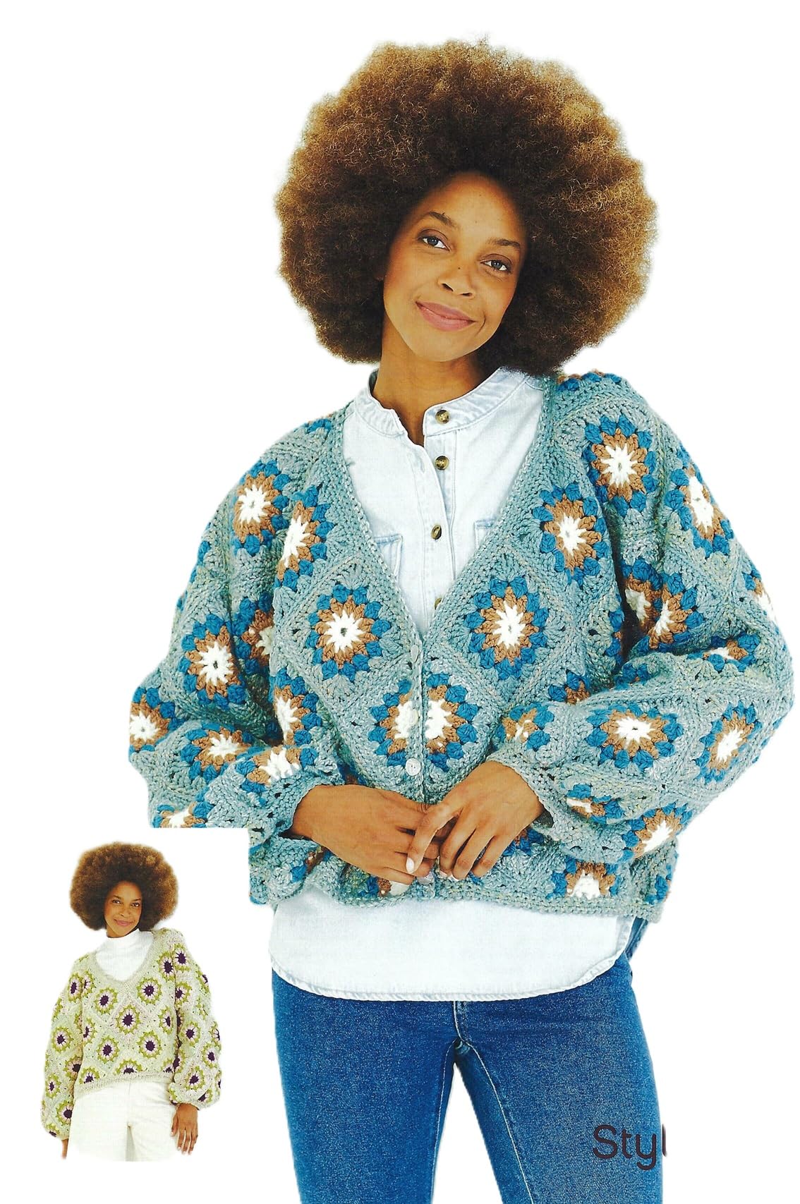 Stylecraft Women's Multicoloured Chunky Crochet Pattern Pamphlet - 10177 Cardigan & Sweater (32/34-52/54In)