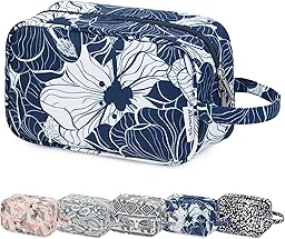 Travel Toiletry Wash Bag for Women Traveling Dopp Kit Makeup Bag Organizer for Toiletries Accessories Cosmetics (Blue Lotus)
