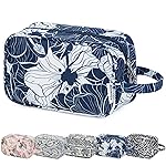 Narwey Travel Toiletry Bag for Women Traveling Dopp Kit Makeup Bag Organizer for Toiletries Accessories Cosmetics (Blue Lotus)