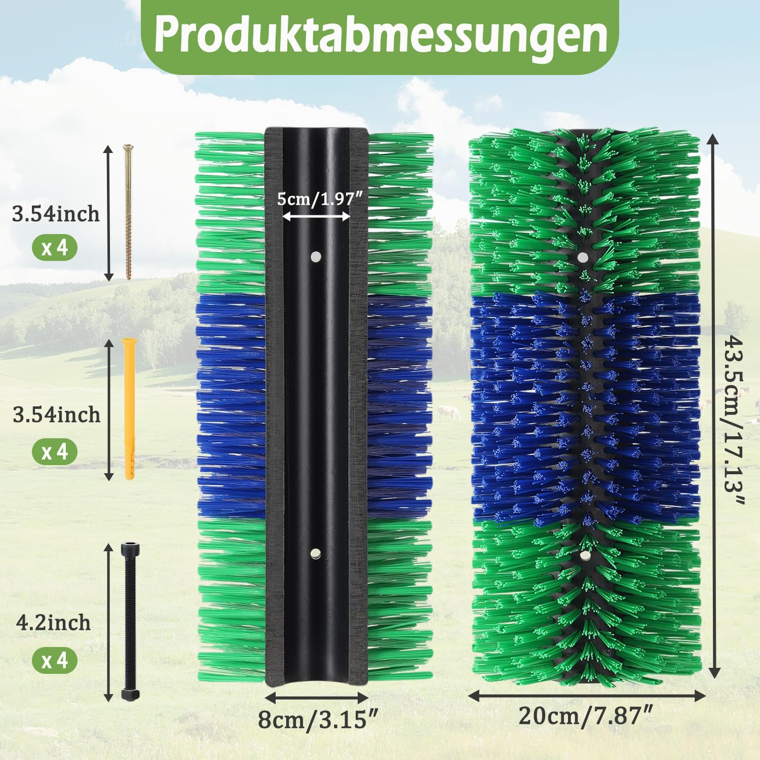 2 Pcs Kratzbürste Pferd, Halbrunde Pferde-Rückenkratzer, Pferdebürste, Kuhbürste, lindert Juckreiz & reinigt Mähne, Kratzbaumbürste für Pferd, Kuh, Schwein, Schafe, 43.5cm
