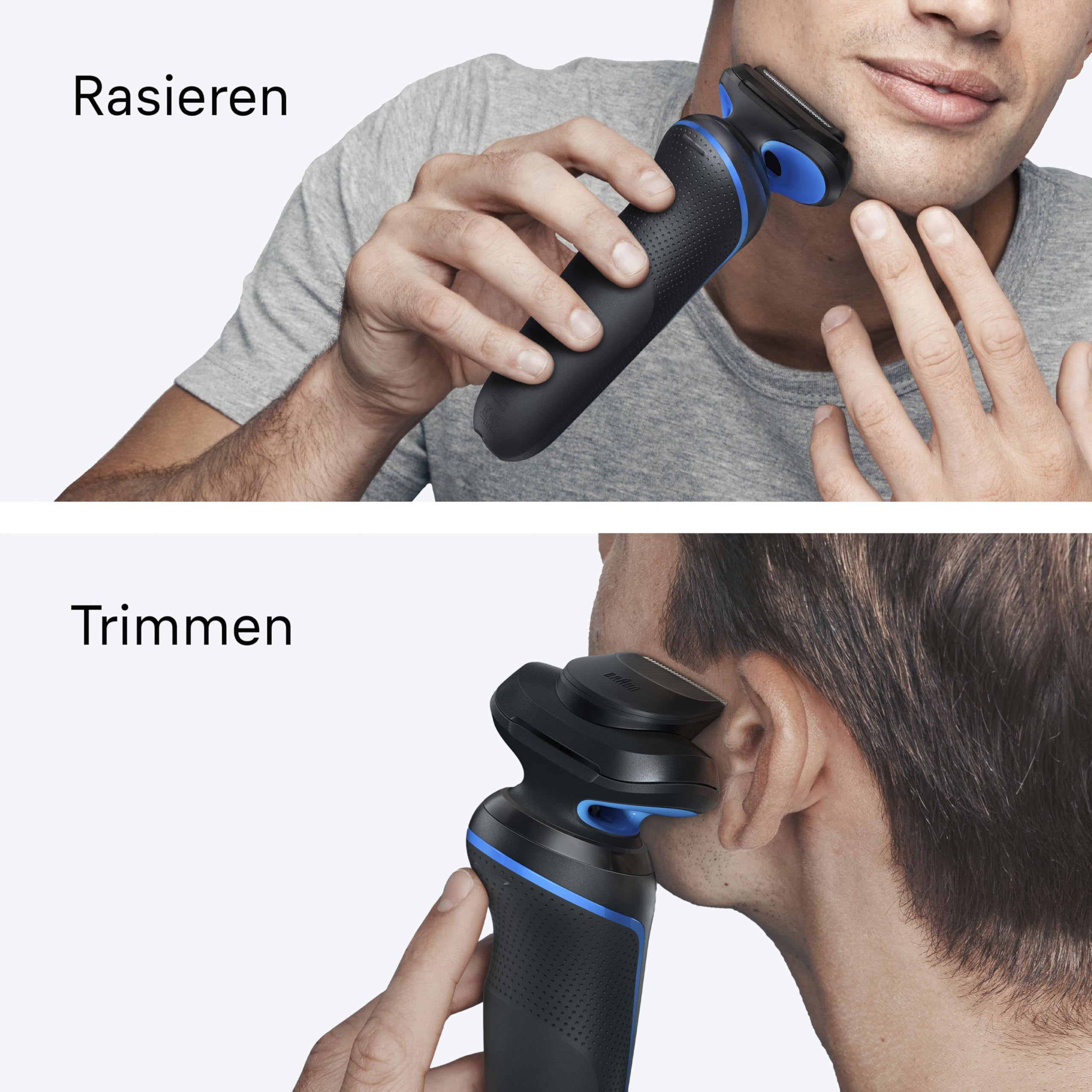 Braun Bundle mit Series 5 Rasierer Herren Elektrisch, Wasserdicht, Made in Germany, 52-B1200si, Blau + Series XT3, 45 Min Akku, Wasserdicht, XT3200, Schwarz