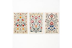 foefvpeft Flower Canvas Wall Art: Vivid Indian Folk Art Prints