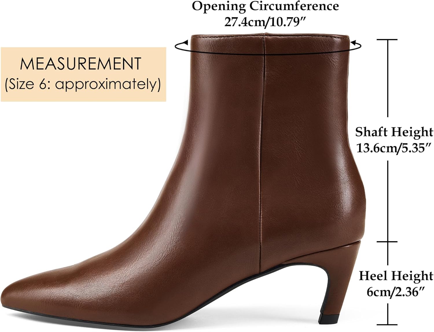 GENSHUO Women's Pointed Toe Ankle Boots 2.36 Inch Low Kitten Heel Booties with Side Zipper, Fall Winter Short Dress Boots Shoes - Image 3