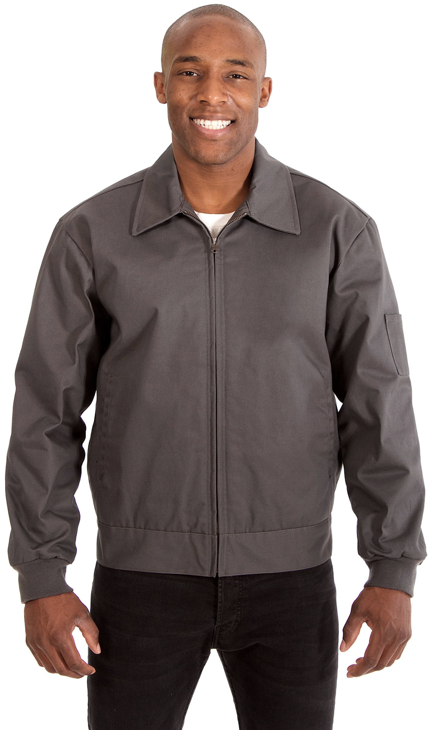 JH DESIGN GROUP Men's Mechanics Jacket a Zip Up Work Coat with Quilted Lining in Navy Blue & Charcoal Grey